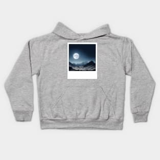 Glowing Moon Over Foggy Mountains Kids Hoodie